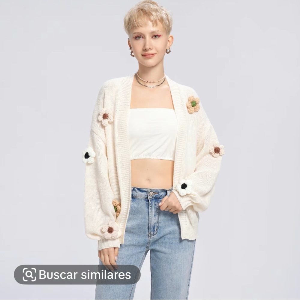 Women's Cream Floral Sweater